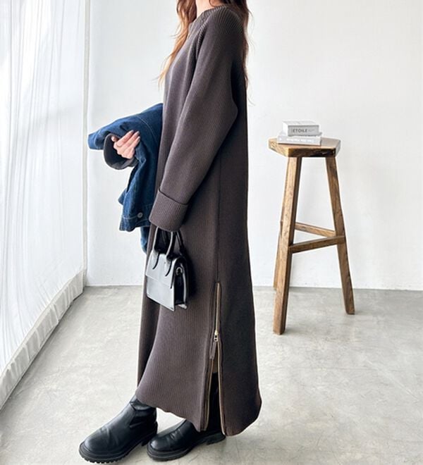 GeeRA（ジーラ）の「裾ファスナースリットニットワンピース（ニットワンピース）」｜詳細画像