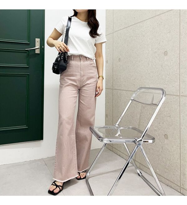 GeeRA（ジーラ）の「オリジナルパッチハイウエストデニム（ワイドパンツ・ガウチョ）」｜詳細画像