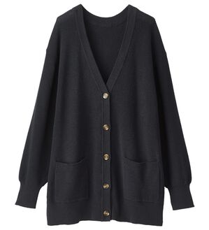 BELLUNA（ベルーナ）の「ハピネスコットン１００％あぜ編カーディガン（ニットカーディガン）」｜黒