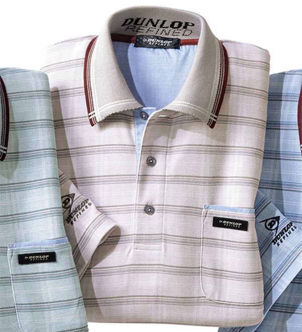 「＜ダンロップ・リファインド＞吸汗速乾チェック柄７分袖ポロシャツ（メンズポロシャツ）」｜サーモン