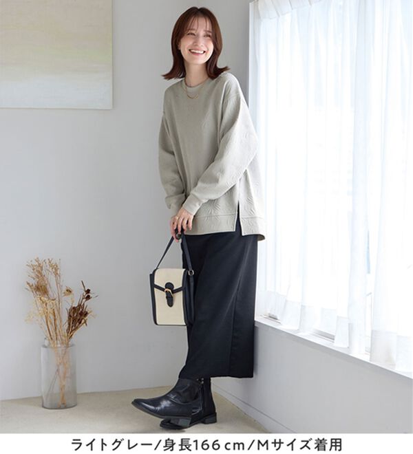 レオナール風チュニック花柄お好きな方へグレー地花柄新品XL