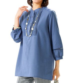 ルフラン（ルフラン）の「ピンタックブラウス（ブラウス）」｜ブルー