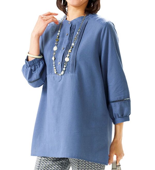 ルフラン（ルフラン）の「ピンタックブラウス（ブラウス）」｜ブルー