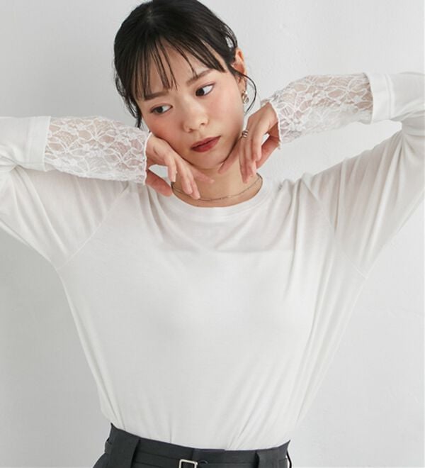 RANAN（ラナン）の「レイヤードスリーブロンＴＥＥ（カットソー）」｜ホワイトレース
