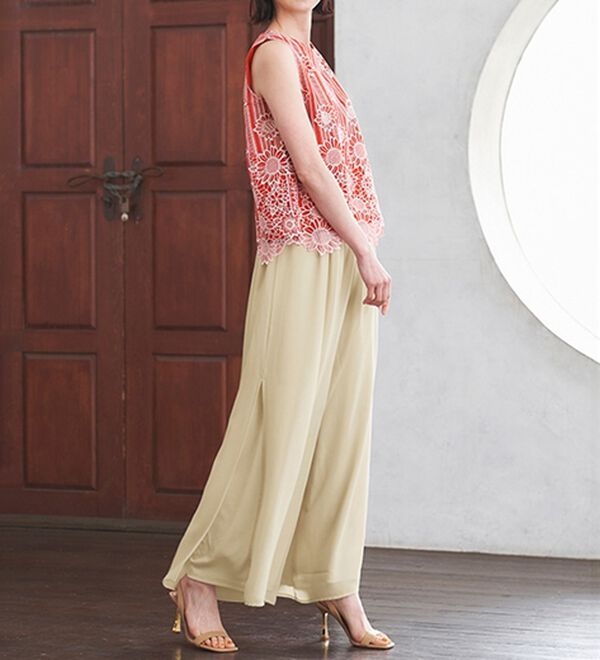 RANAN（ラナン）の「ひんやり！サイドスリットシフォンパンツ（フルレングスパンツ）」｜詳細画像