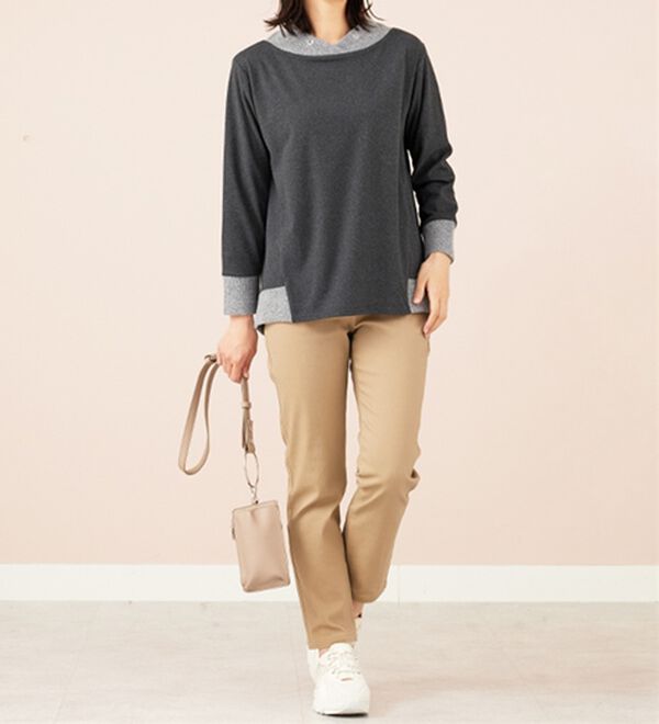 BELLUNA（ベルーナ）の「ワイドネックデザイン配色切替プルオーバー（カットソー）」｜詳細画像