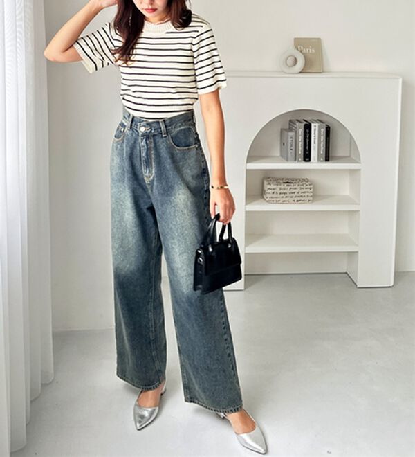 GeeRA（ジーラ）の「編地切替ニットトップス（ニット・セーター）」｜詳細画像