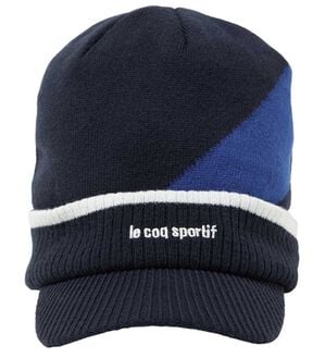 「庇付きニットキャップ（メンズゴルフウェア）」｜ネイビー