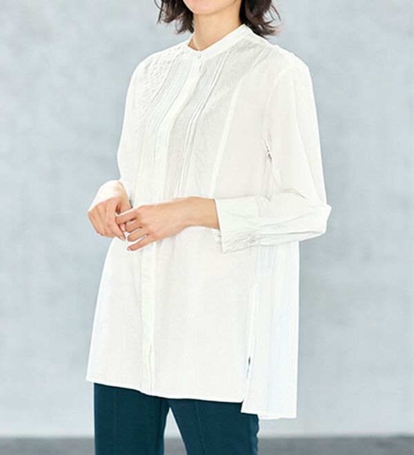 VINNO（ヴィノ）の「キルト風デザイン切替ブラウス（ブラウス）」｜オフホワイト