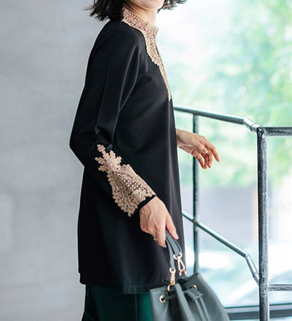 BELLUNA（ベルーナ）の「配色レース使い華やかチュニック（チュニック）」｜詳細画像