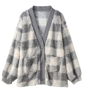 YU'NOW（ユナウ）の「モールニット風カーデ（パジャマ・ルームウェア）」｜チャコールグレー