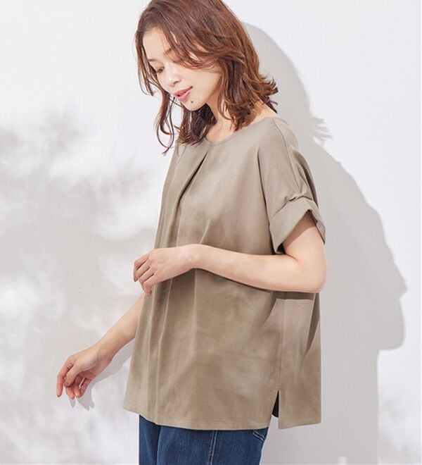 Viola e Viola（ヴィオラ エ ヴィオラ）の「【接触冷感】綿１００％前後２ＷＡＹタックトップス　さらひやりコットン（カットソー）」｜詳細画像