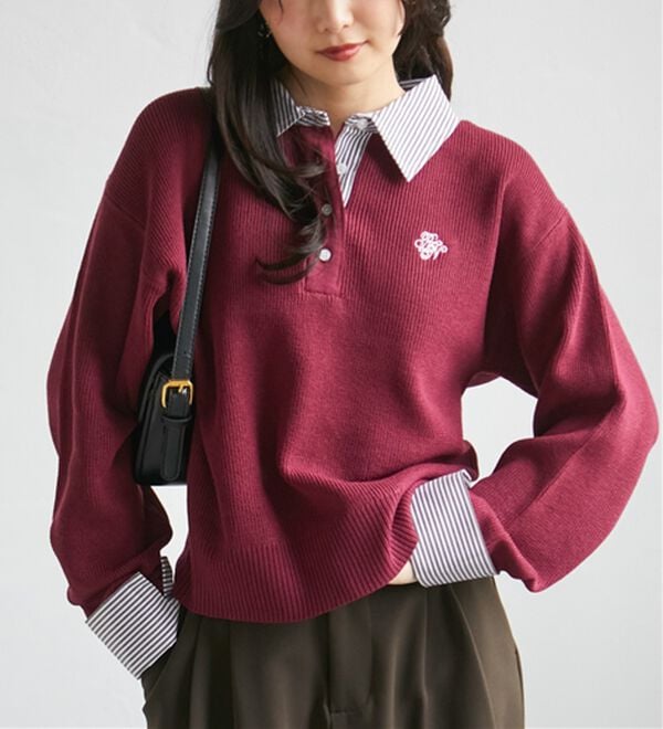 RANAN（ラナン）の「シャツカラードッキングニット（ニット・セーター）」｜詳細画像