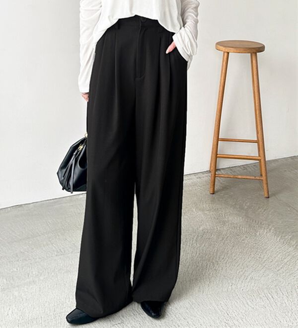 GeeRA（ジーラ）の「着心地抜群！ハイウエストダブルタックワイドパンツ（フルレングスパンツ）」｜詳細画像