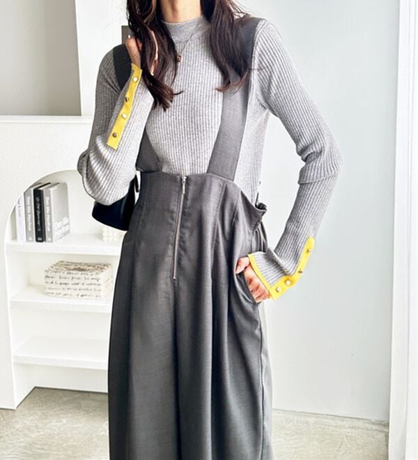 GeeRA（ジーラ）の「フロントジップハイウエストサロペット（オールインワン）」｜詳細画像