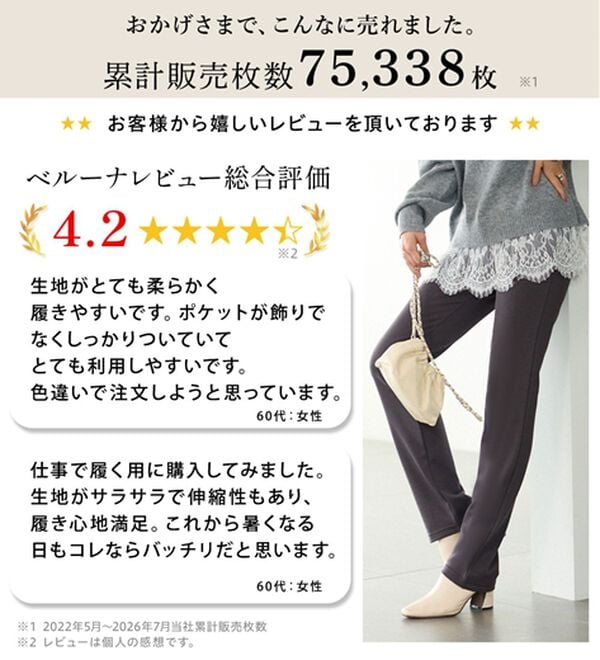 BELLUNA（ベルーナ）の「【選べる股下】ジャストフィットらくらくパンツ（フルレングスパンツ）」｜詳細画像
