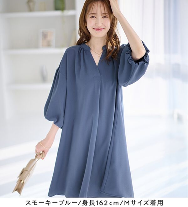 alotta（アロッタ）の「パフ袖とろみブラウスチュニックワンピース（チュニックワンピース）」｜詳細画像