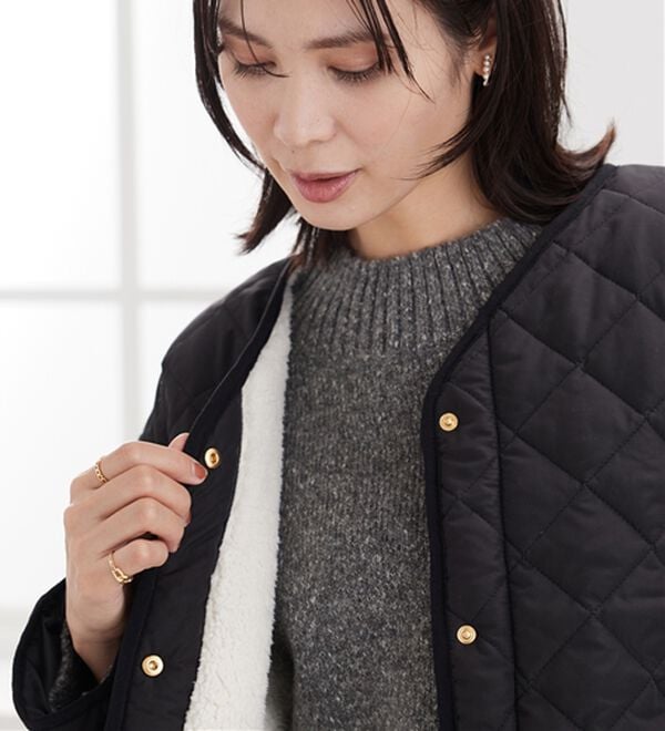 BELLUNA（ベルーナ）の「パイピング使い裏ボアキルトコート（ハーフコート）」｜詳細画像