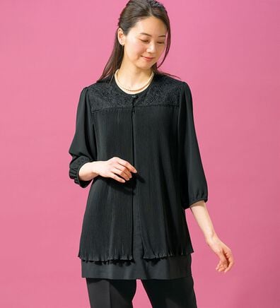 ルフラン（ルフラン）の「レース使いプリーツチュニック（ブラックフォーマル（喪服・礼服））」