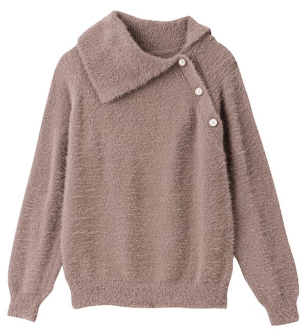 alotta（アロッタ）の「衿付パール調デザインシャギーニット（ニット・セーター）」｜詳細画像