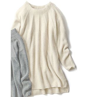 VINNO（ヴィノ）の「フォックスウール混・ラメニットチュニック（チュニック）」｜オフホワイト