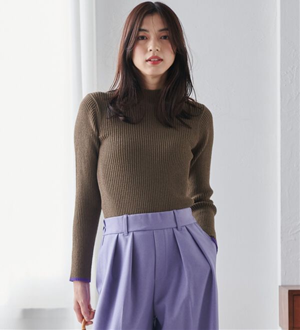 RANAN（ラナン）の「もちもちリブパイピングハイネックニット（ニット・セーター）」｜詳細画像