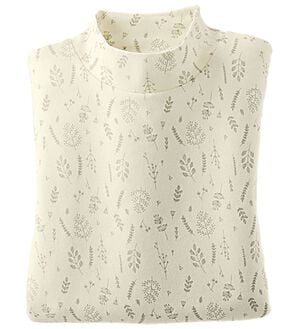 BELLUNA（ベルーナ）の「【選べる衿】肌に優しい綿１００％暖か発熱素材プルオーバー＜ベルホット　コットン＞（カットソー）」｜ボタニカル柄(オフ白)