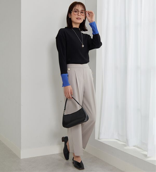 BELLUNA（ベルーナ）の「プリーツ素材配色デザインプルオーバー（カットソー）」｜詳細画像