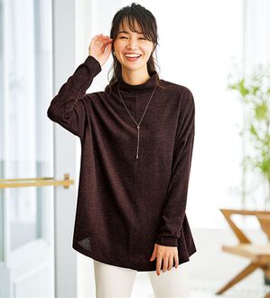 BELLUNA（ベルーナ）の「杢調素材ドルマンデザインチュニック（チュニック）」｜ブラウン