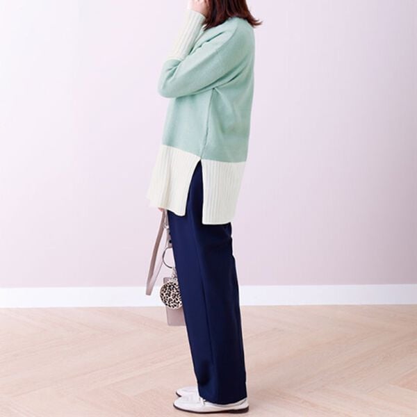BELLUNA（ベルーナ）の「袖＆裾配色ニットプルオーバー（ニット・セーター）」｜詳細画像