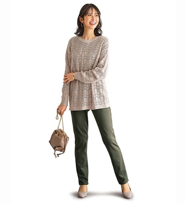 BELLUNA（ベルーナ）の「マシュマロみたいな裏ベロアなめらかストレッチパンツ（フルレングスパンツ）」｜詳細画像