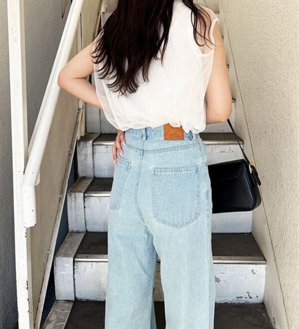 GeeRA（ジーラ）の「オリジナルパッチハイウエストデニム（ワイドパンツ・ガウチョ）」｜詳細画像