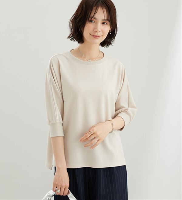 BELLUNA（ベルーナ）の「リブ切替ドルマンデザインプルオーバー（カットソー）」｜アイボリー