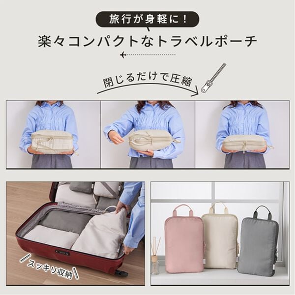 iellio（イエリオ）の「圧縮トラベルポーチ４点セット（その他日用品）」｜詳細画像