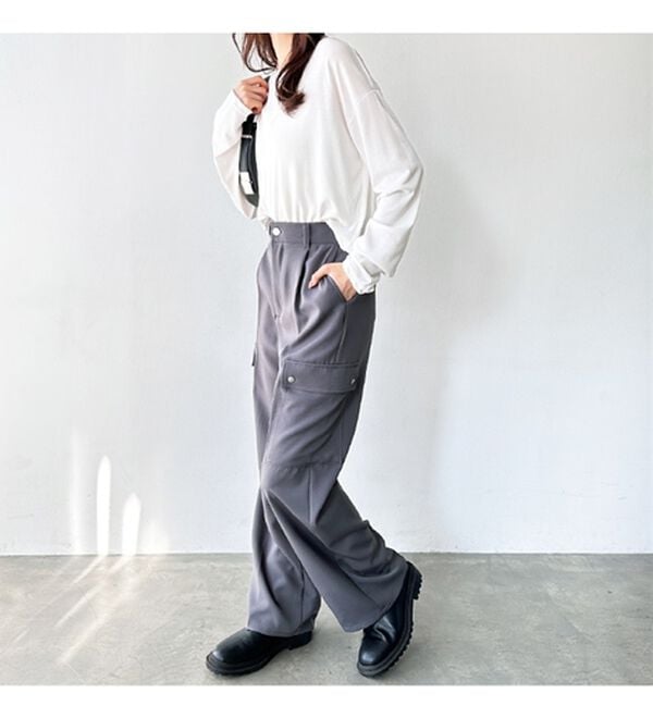 GeeRA（ジーラ）の「タックワイドストレートカーゴパンツ（フルレングスパンツ）」｜詳細画像