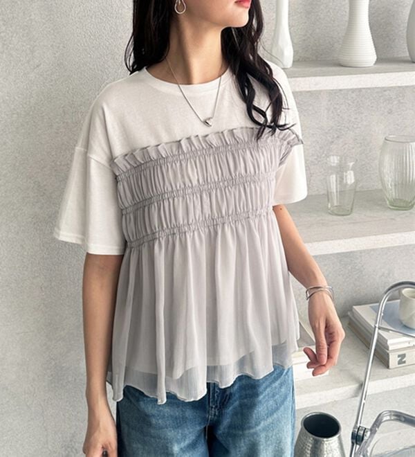 GeeRA（ジーラ）の「シアービスチェドッキングＴシャツ（カットソー）」｜詳細画像