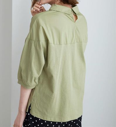 BELLUNA（ベルーナ）の「衿付き異素材切替プルオーバー（カットソー）」