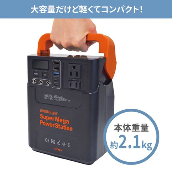 「スーパーメガパワーステーション＆４０Ｗソーラーパネル（防災グッズ・防犯グッズ）」｜詳細画像