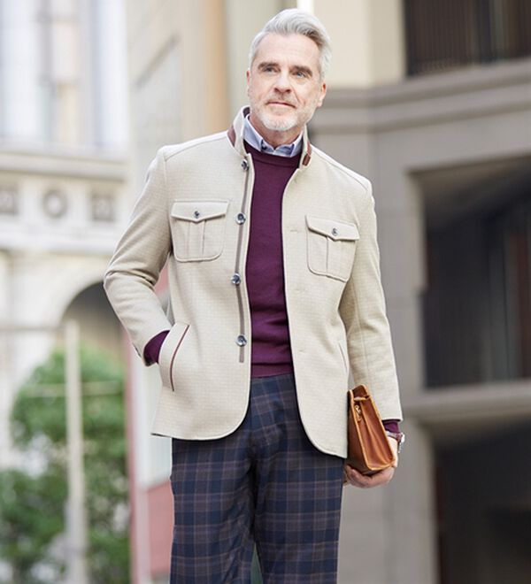 「＜コムルヴァン・オム＞袖丈短め紳士のジャストフィットジャケット（メンズジャケット）」｜詳細画像