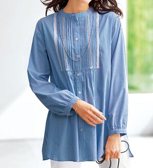 BELLUNA（ベルーナ）の「華やかレース&times;ピンタックシャツチュニック（チュニック）」｜詳細画像