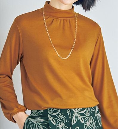 VINNO（ヴィノ）の「＜日本製＞シルキーウール１００％ハイネックチュニック（チュニック）」