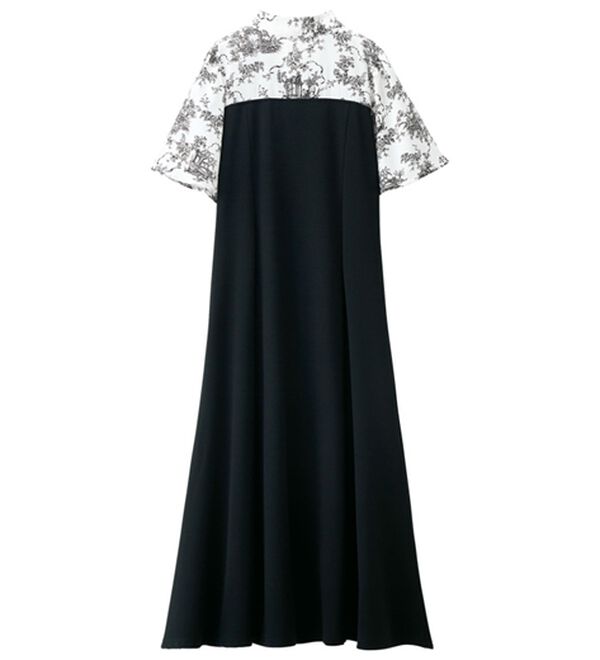 RANAN（ラナン）の「ボウタイデザインドッキングフレアー袖ワンピース（ドッキングワンピース）」｜詳細画像