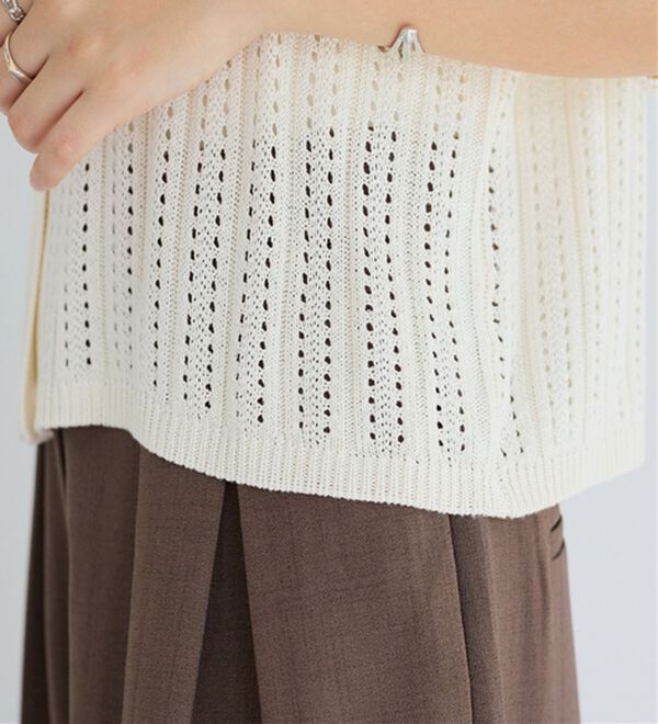 Viola e Viola（ヴィオラ エ ヴィオラ）の「【アンブロ】透かし編みポロカーディガン（ニットカーディガン）」｜詳細画像