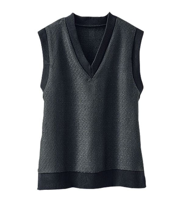 BELLUNA（ベルーナ）の「ツイード調素材Ｖネックデザインベスト（ベスト）」｜詳細画像