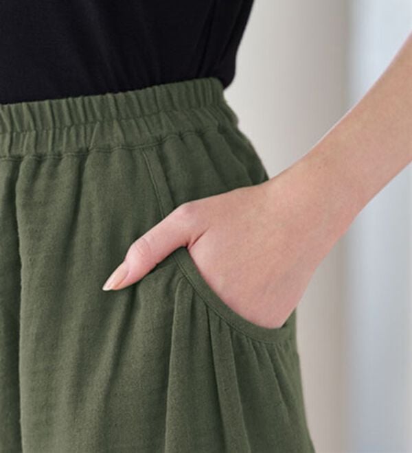 BELLUNA（ベルーナ）の「綿麻ダブルガーゼポッケギャザーパンツ（フルレングスパンツ）」｜詳細画像