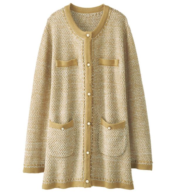 BELLUNA（ベルーナ）の「ＯＮでもＯＦＦでも着回せる！ツイード風ニットジャケット（その他ジャケット）」｜ベージュ系