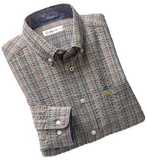 「＜ゴールデンベア＞袖丈選べる綿１００％サッカーシャツ（メンズシャツ）」｜グレー系