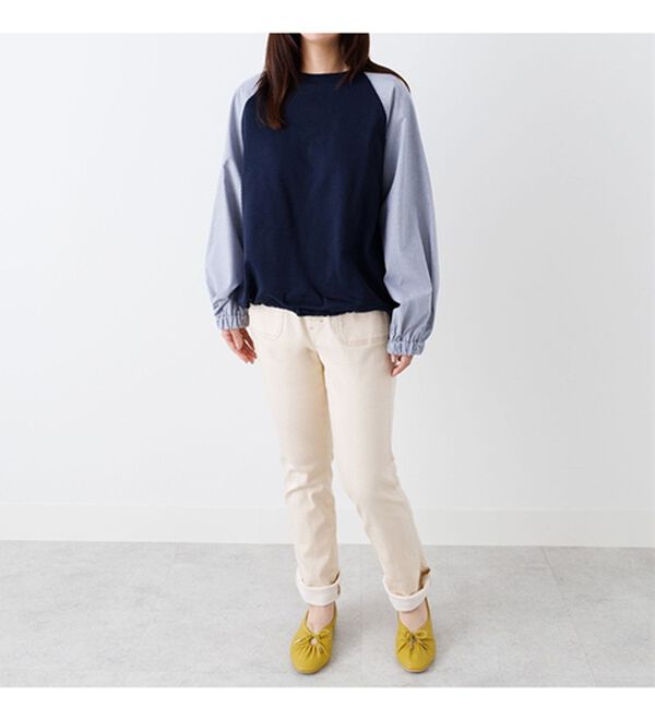 Viola e Viola（ヴィオラ エ ヴィオラ）の「綿混ミニ裏毛ストライプ切替トップス（カットソー）」｜詳細画像