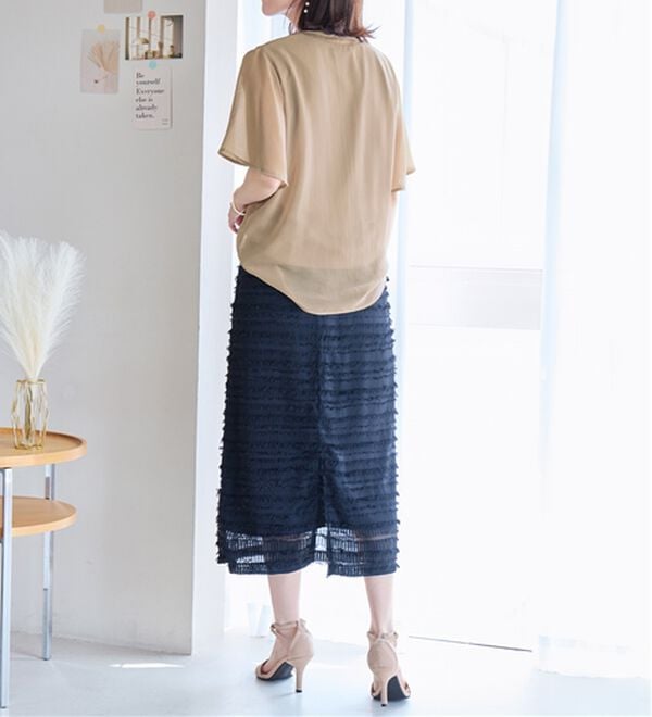 alotta（アロッタ）の「【接触冷感】インナー付スキッパーブラウス（ブラウス）」｜詳細画像