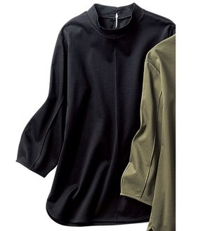 VINNO（ヴィノ）の「＜日本製＞美の艶コットン１００％デザインプルオーバー（カットソー）」｜黒